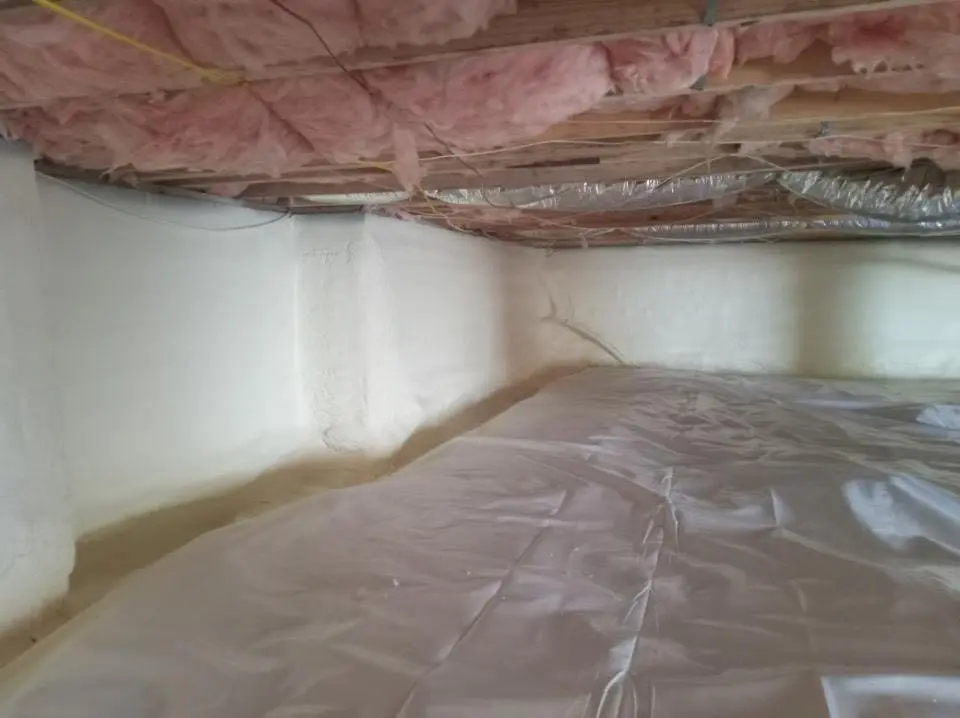 Crawl space encapsulation with closed-cell spray foam for Roof Waterproofing in South Burlington